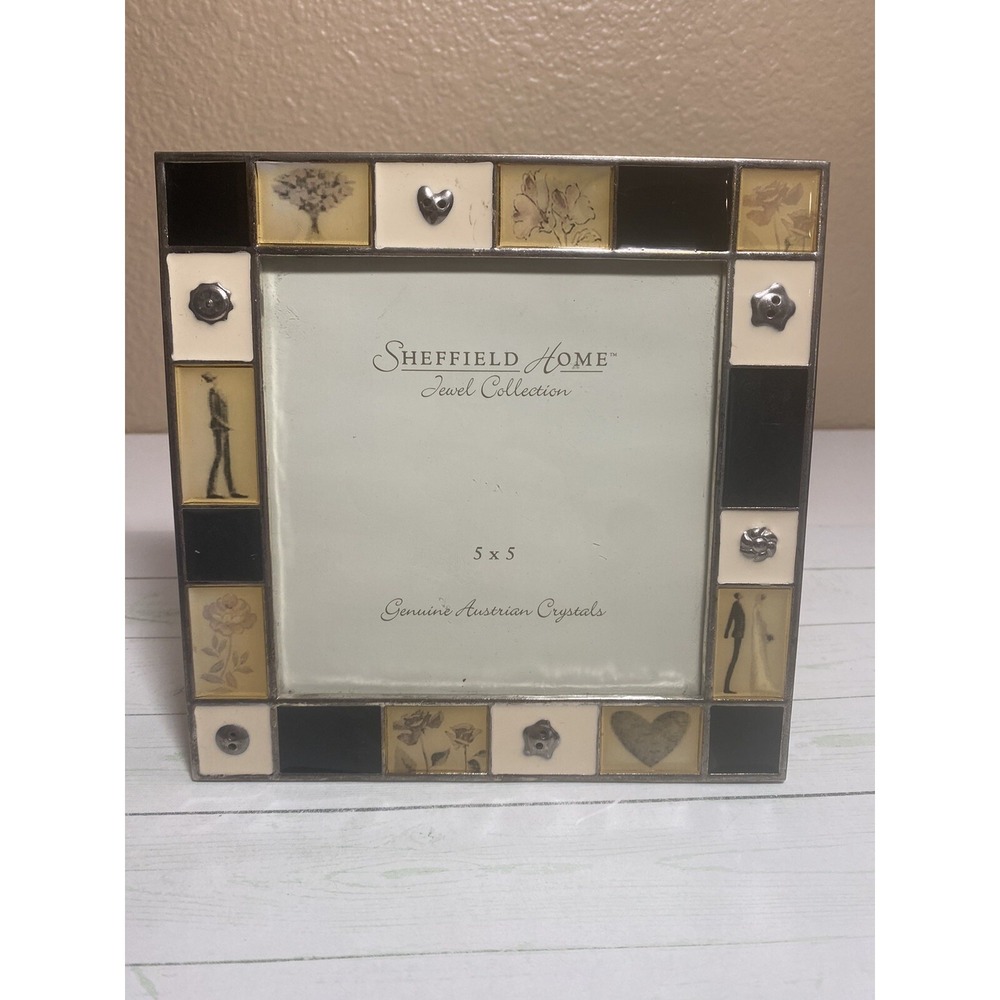 Sheffield 5x5 Enamel Wedding Motif Frame Husband And Wife